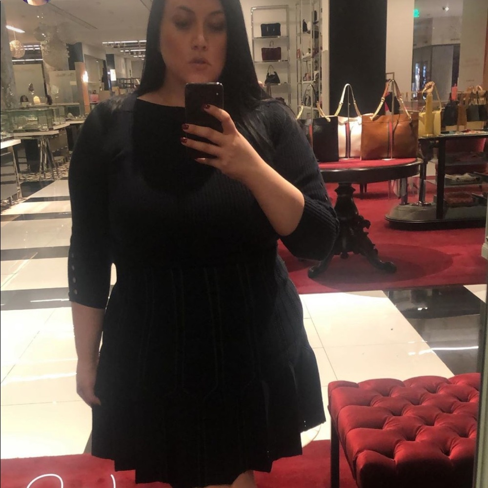 Sandro Navy knit a-line dress